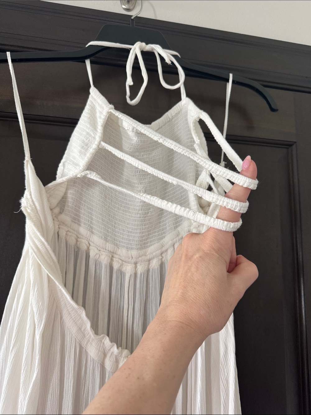 Free People White Halter Maxi Dress with Ruffled Hem - Picture 6 of 8